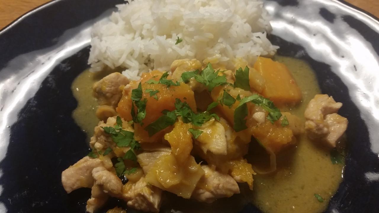 Curry rouge de poulet au potiron