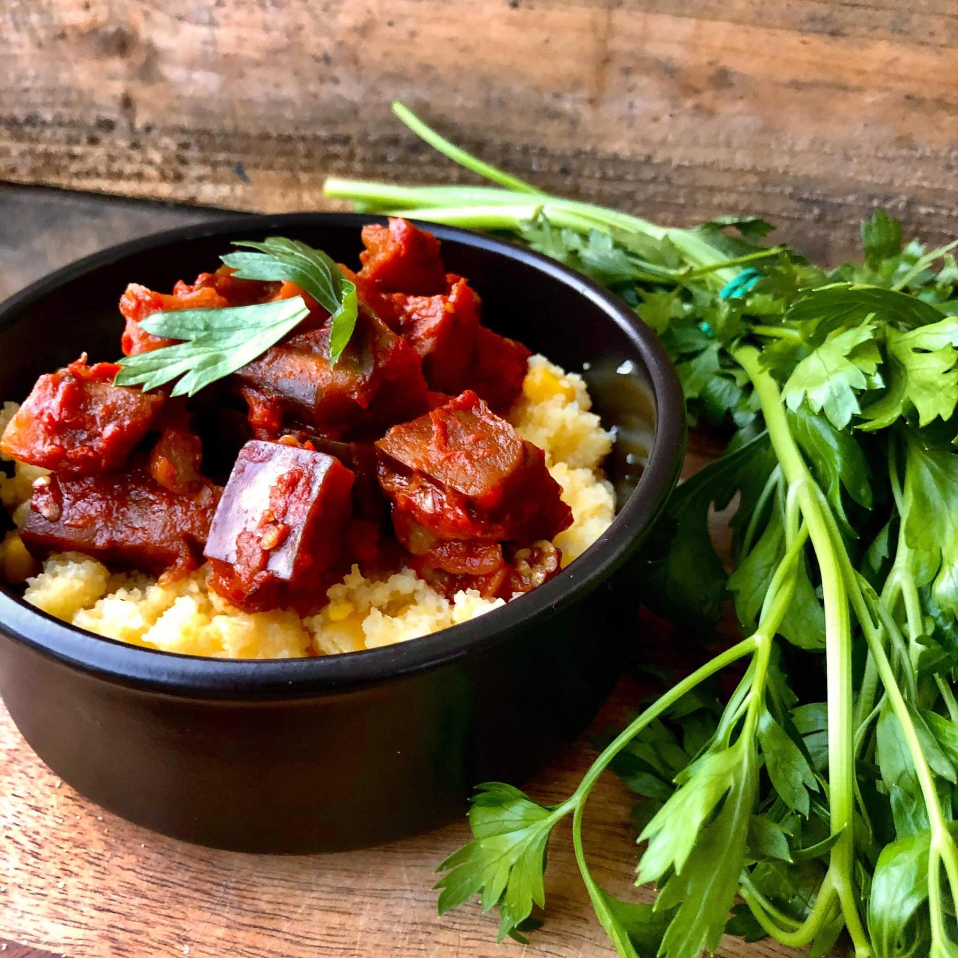 Polenta et compotee aubergines