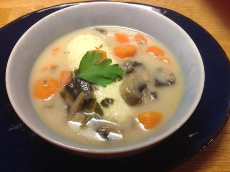 Soupe champignons quenelles